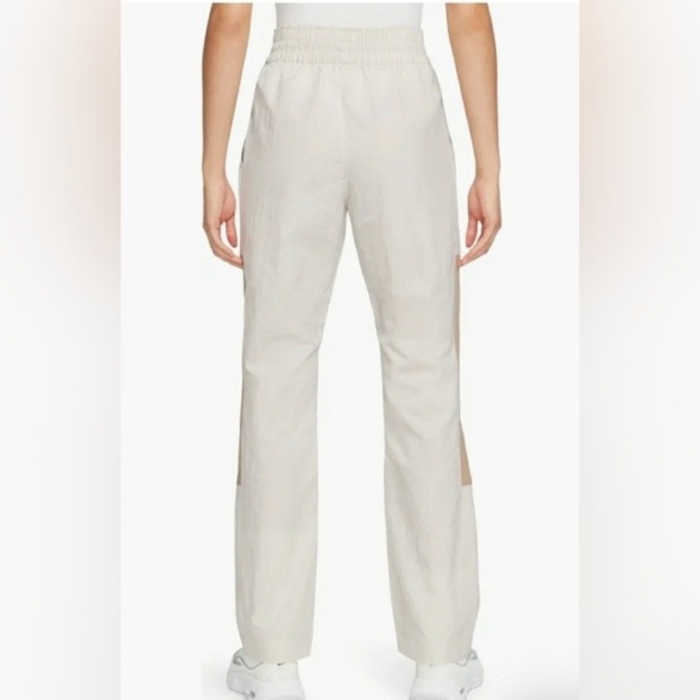 Nike Sportswear Woven High Rise Colorblock Pants Sail Tan Orange Zipper Cuffs - Picture 2 of 10